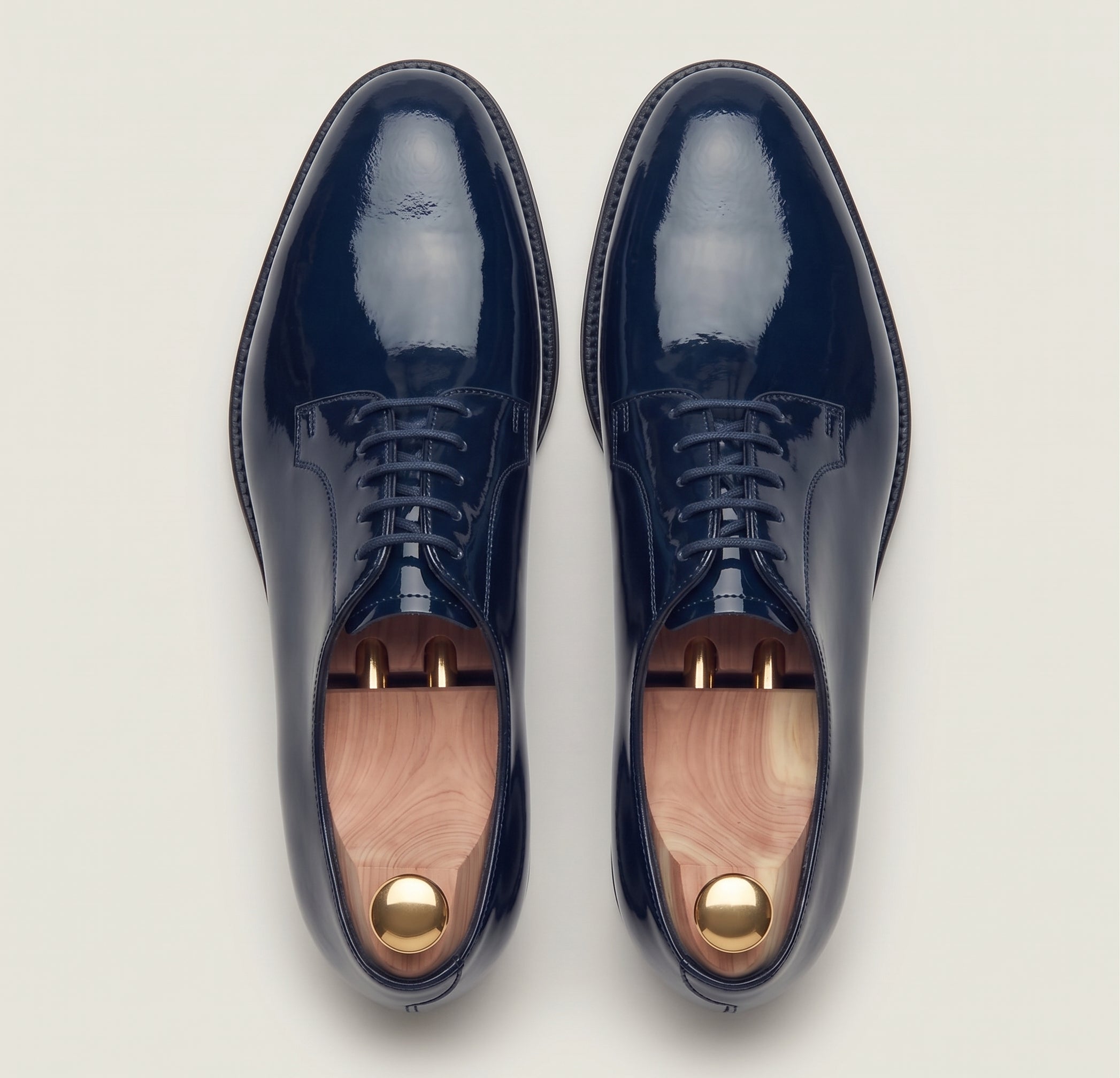 Dunkelblaue Lackleder Derby-Schuhe aus Leder