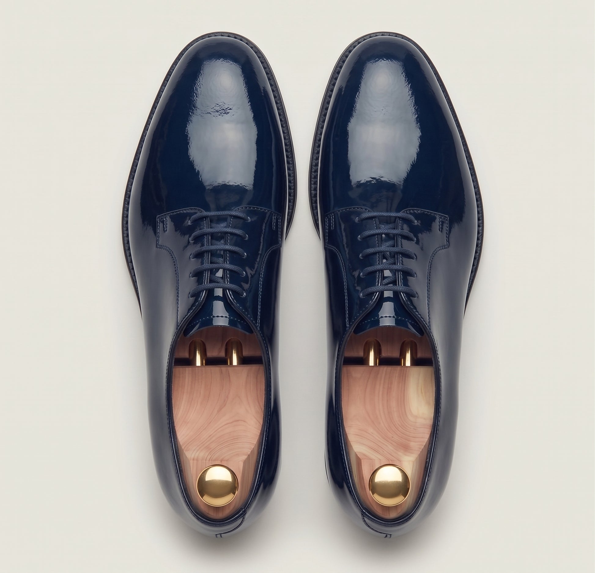 Dunkelblaue Lackleder Derby-Schuhe aus Leder