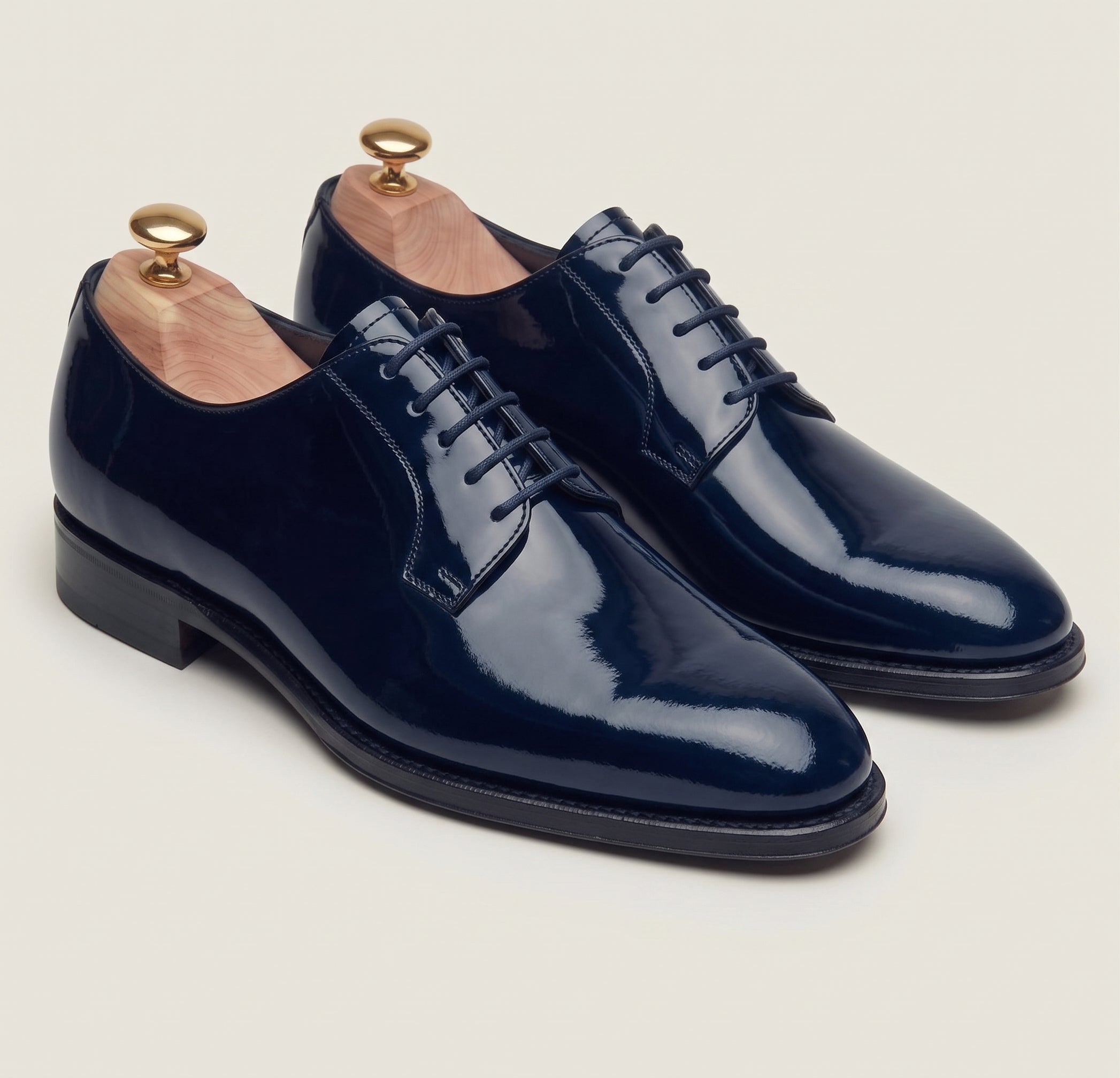 Dunkelblaue Lackleder Derby-Schuhe aus Leder