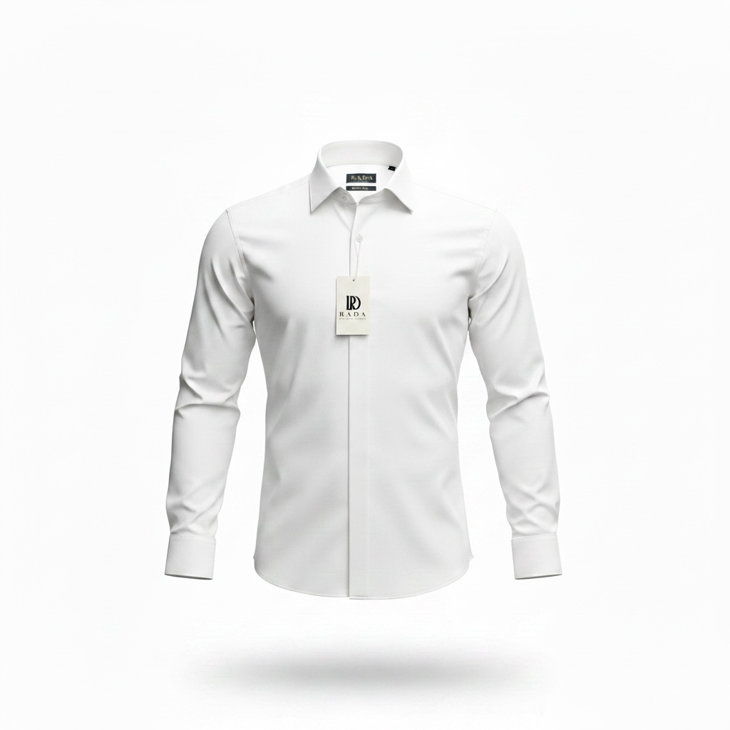 Weißes Slim-Fit Business-Hemd mit verdeckter Knopfleiste