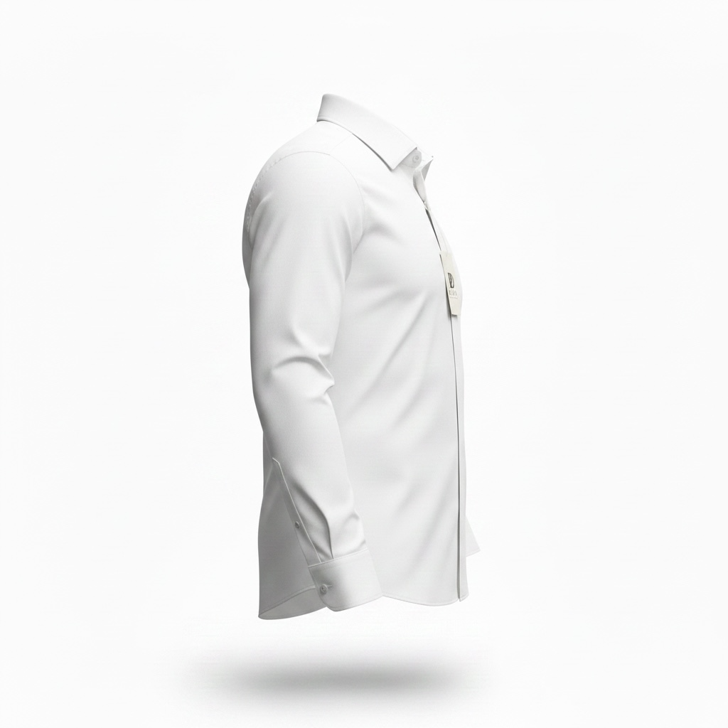 Weißes Slim-Fit Business-Hemd mit verdeckter Knopfleiste