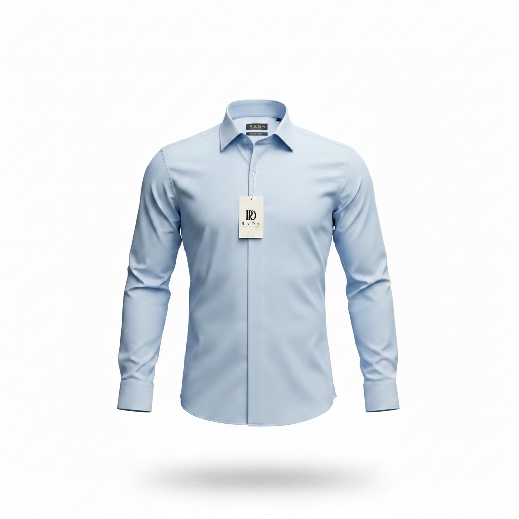 Hellblaues Slim-Fit Business-Hemd mit verdeckter Knopfleiste
