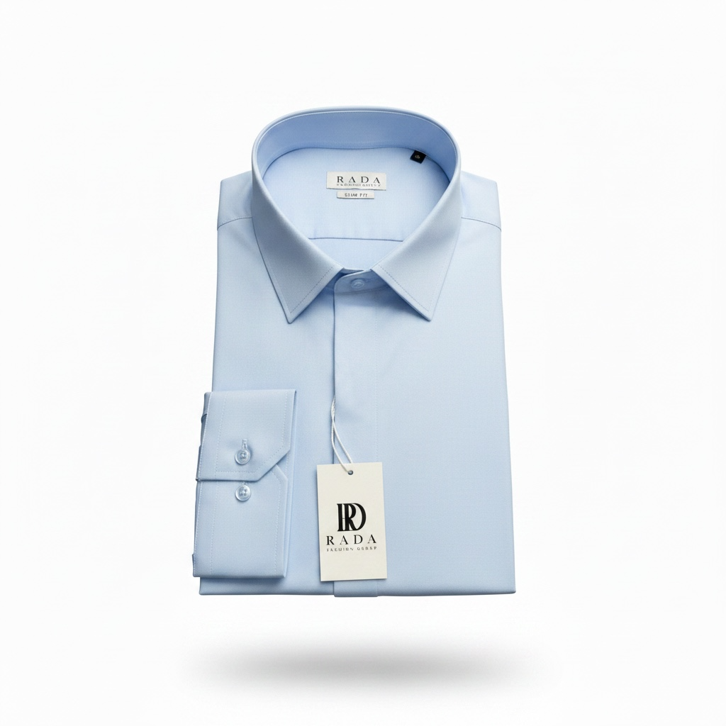 Hellblaues Slim-Fit Business-Hemd mit verdeckter Knopfleiste
