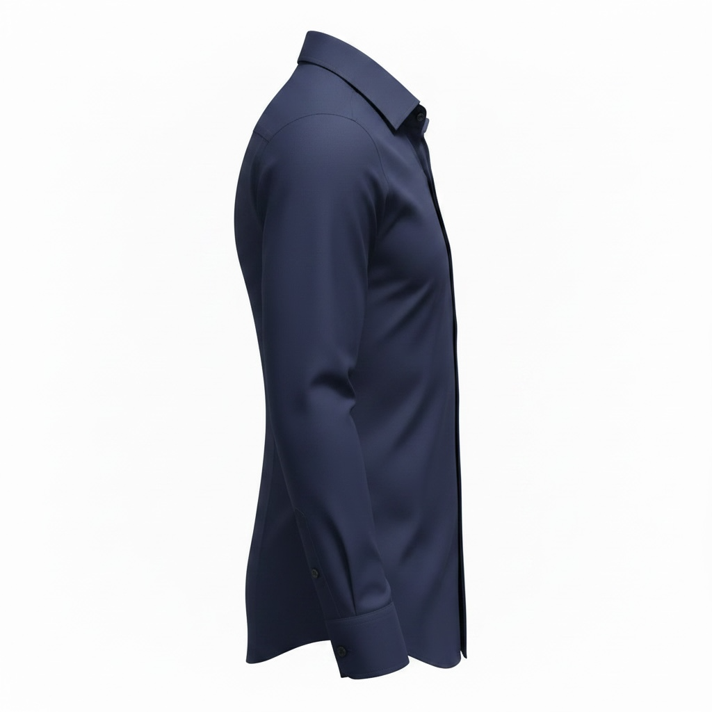 Dunkelblaues Slim-Fit Business-Hemd mit verdeckter Knopfleiste