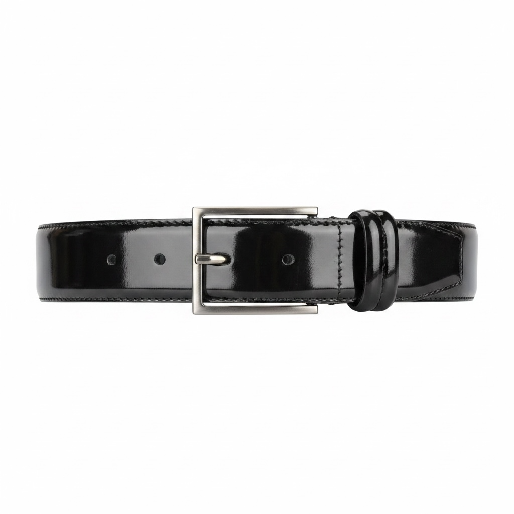 Schwarzer Lackleder-Gürtel aus Echtleder für Smoking & Abendgarderobe