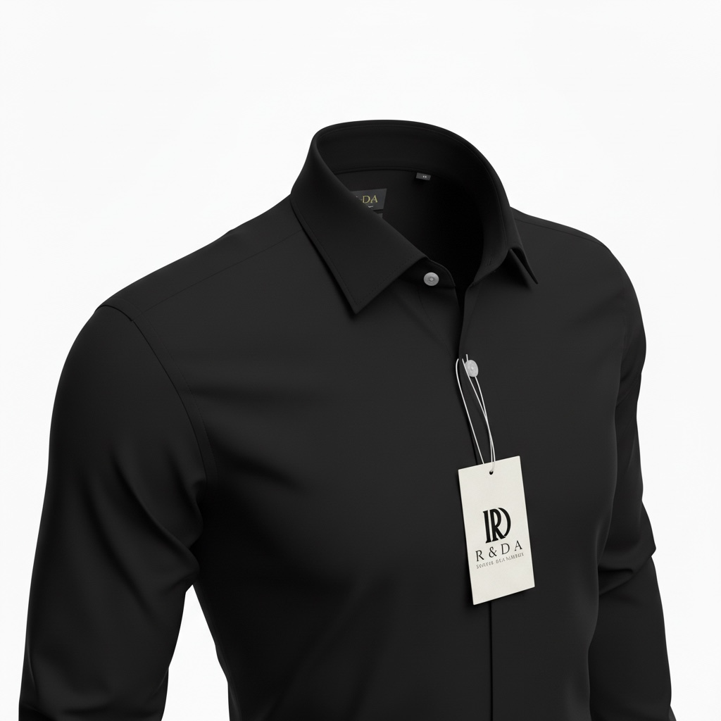 Schwarzes Slim-Fit Business-Hemd mit verdeckter Knopfleiste